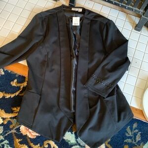 Cato open front blazer with‎ black studded cuffs. NWT. Retail 56